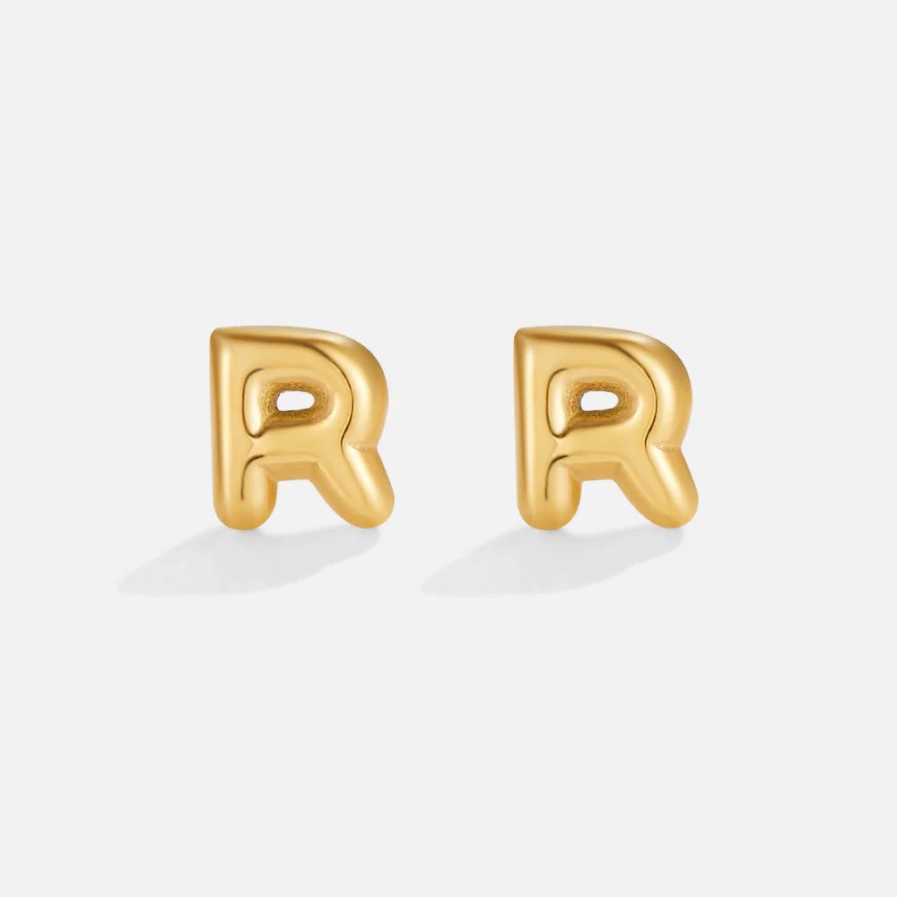 Vioraia Gold Bubble Letter Earrings