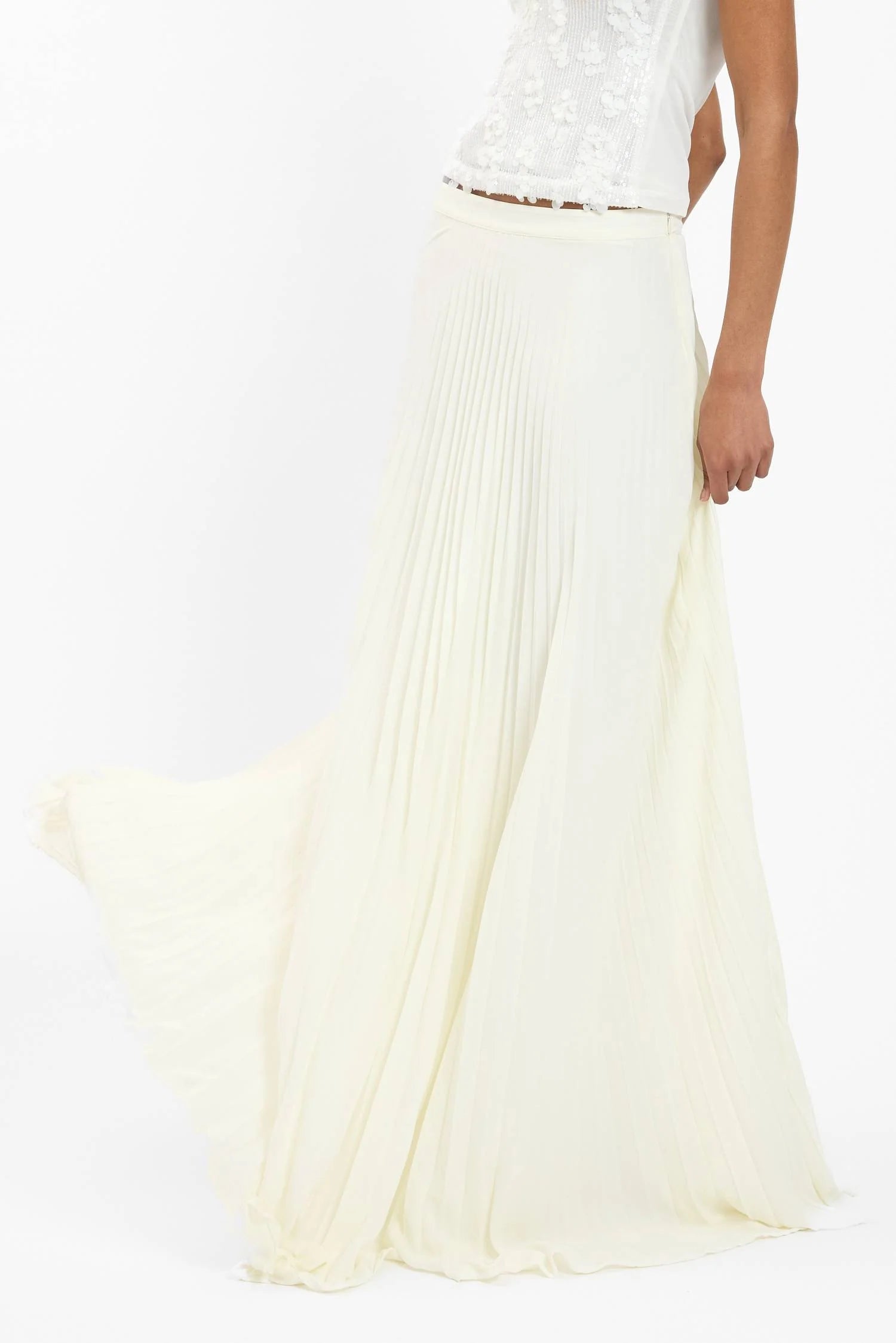 Sunray Pleat Maxi Skirt | Ivory