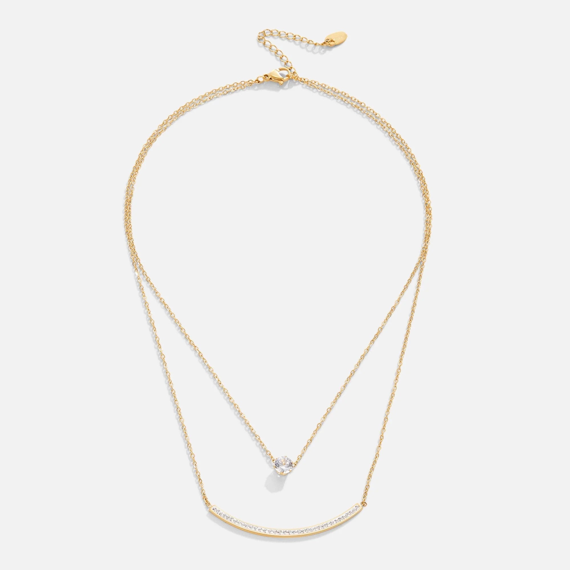 Vioraia Dainty Crystal Layered Necklace