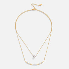 Vioraia Dainty Crystal Layered Necklace