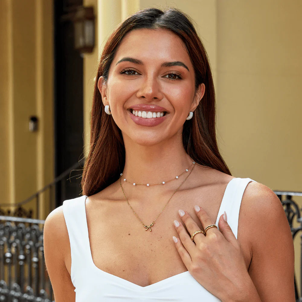 Vioraia Mother Of Pearl Semi Hoop Earrings
