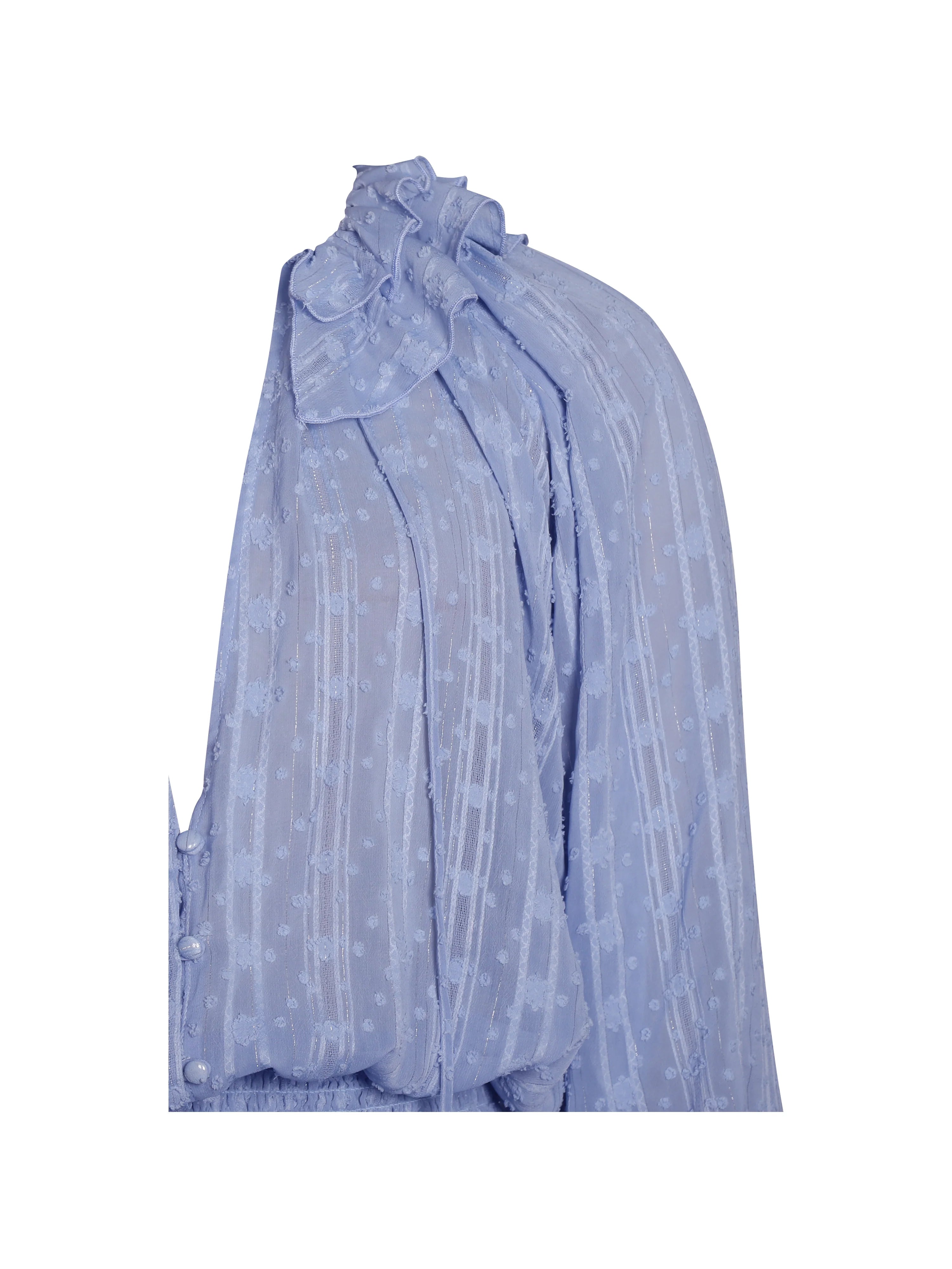 Zahari Blue Smock Bottom Balloon Sleeve Mini Dress