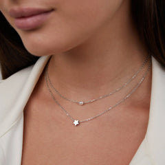 Vioraia Layered Silver Star & Pearl Necklace