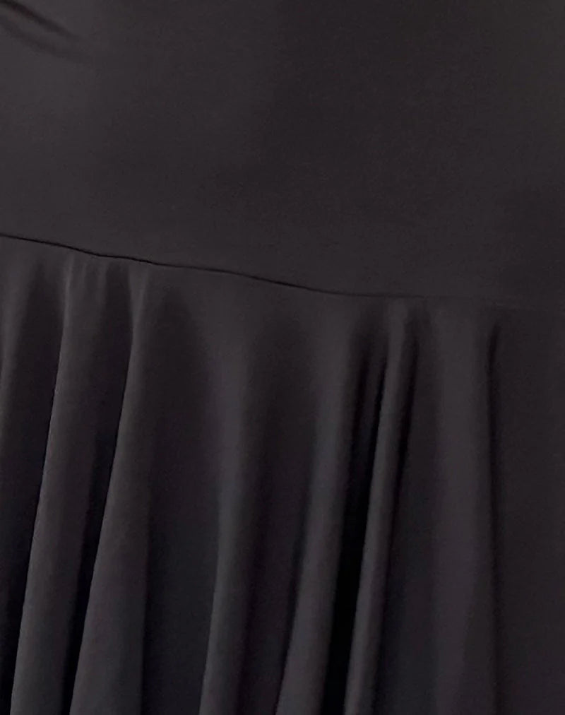 Alba Mini Asymmetric Ruffle Dress in Black