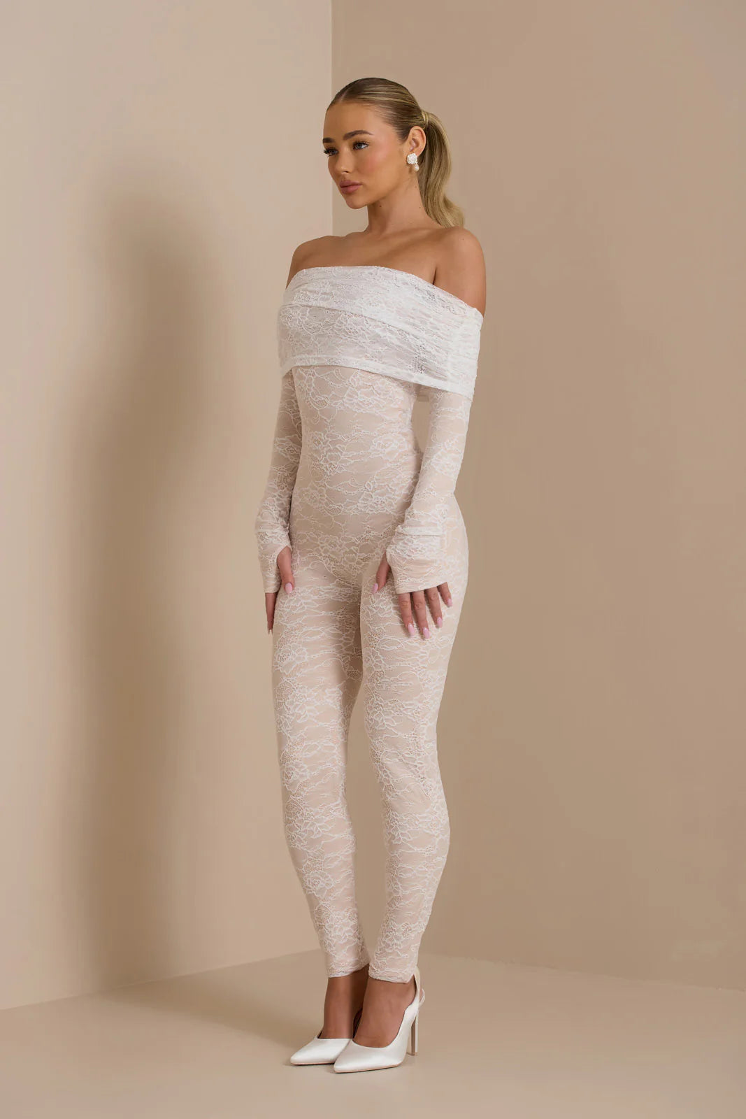 RIRI JUMPSUIT | WHITE LACE - SALE