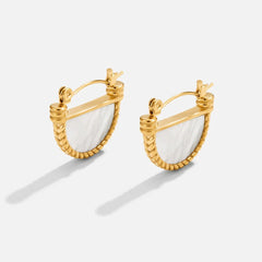 Vioraia Adelfa White Shell Hoop Earrings
