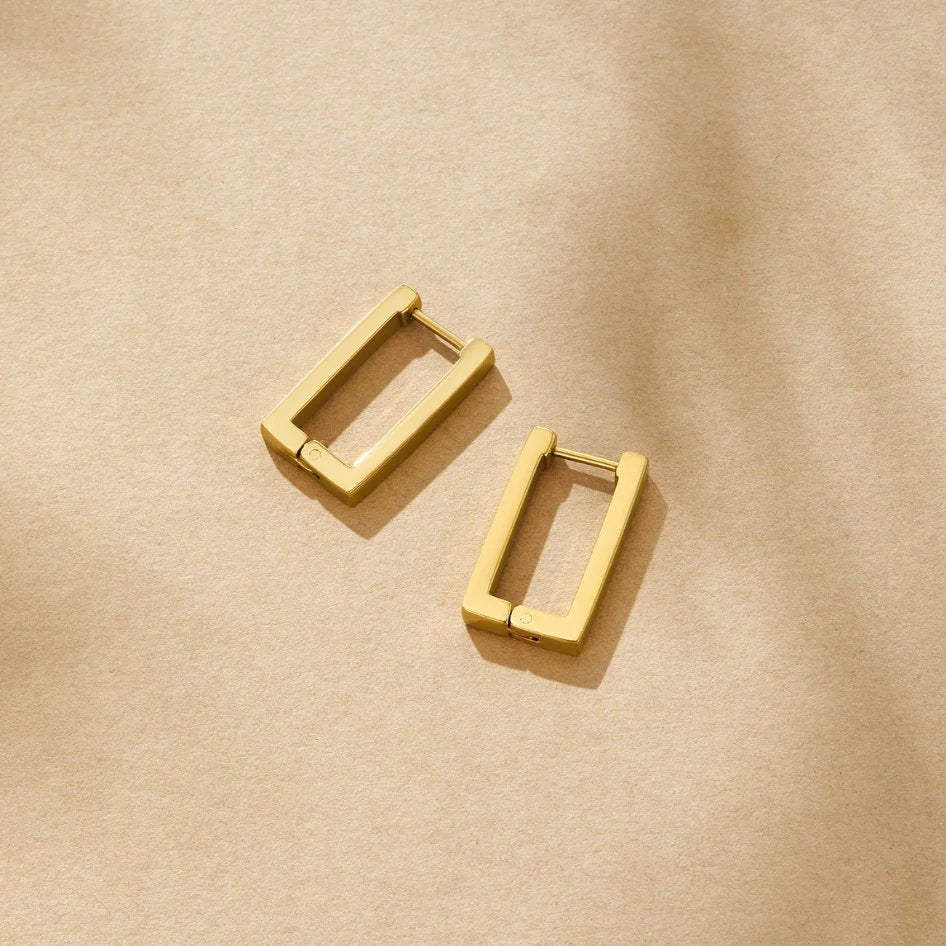 Vioraia Gold Rectangle Hoop Earrings
