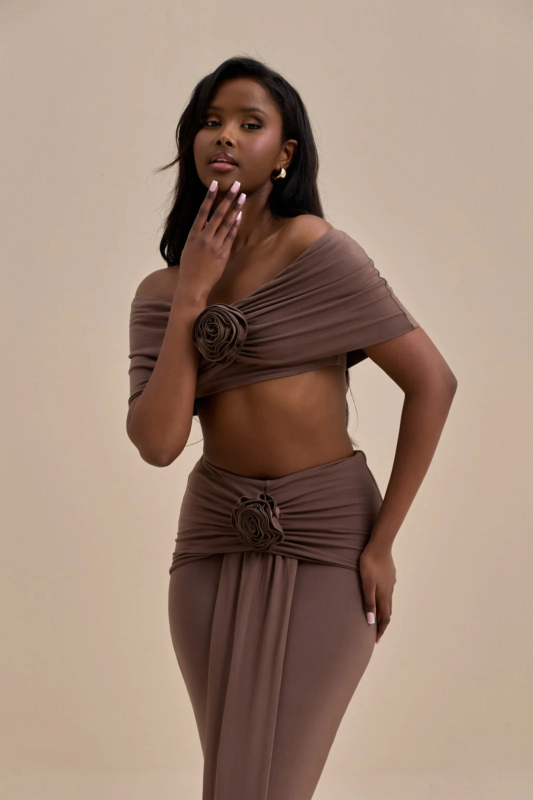 BELLE BARDOT CROP TOP | CHOC - SALE