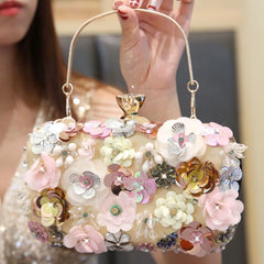 Vioraia Zenaida Handmade Flower Beaded Clutch Bag