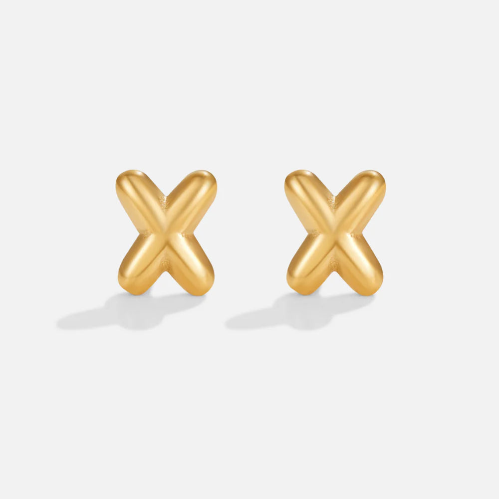 Vioraia Gold Bubble Letter Earrings