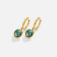 Vioraia Amelia Green Stone Hoop Earrings