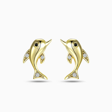 Vioraia Golden Dolphin Earrings
