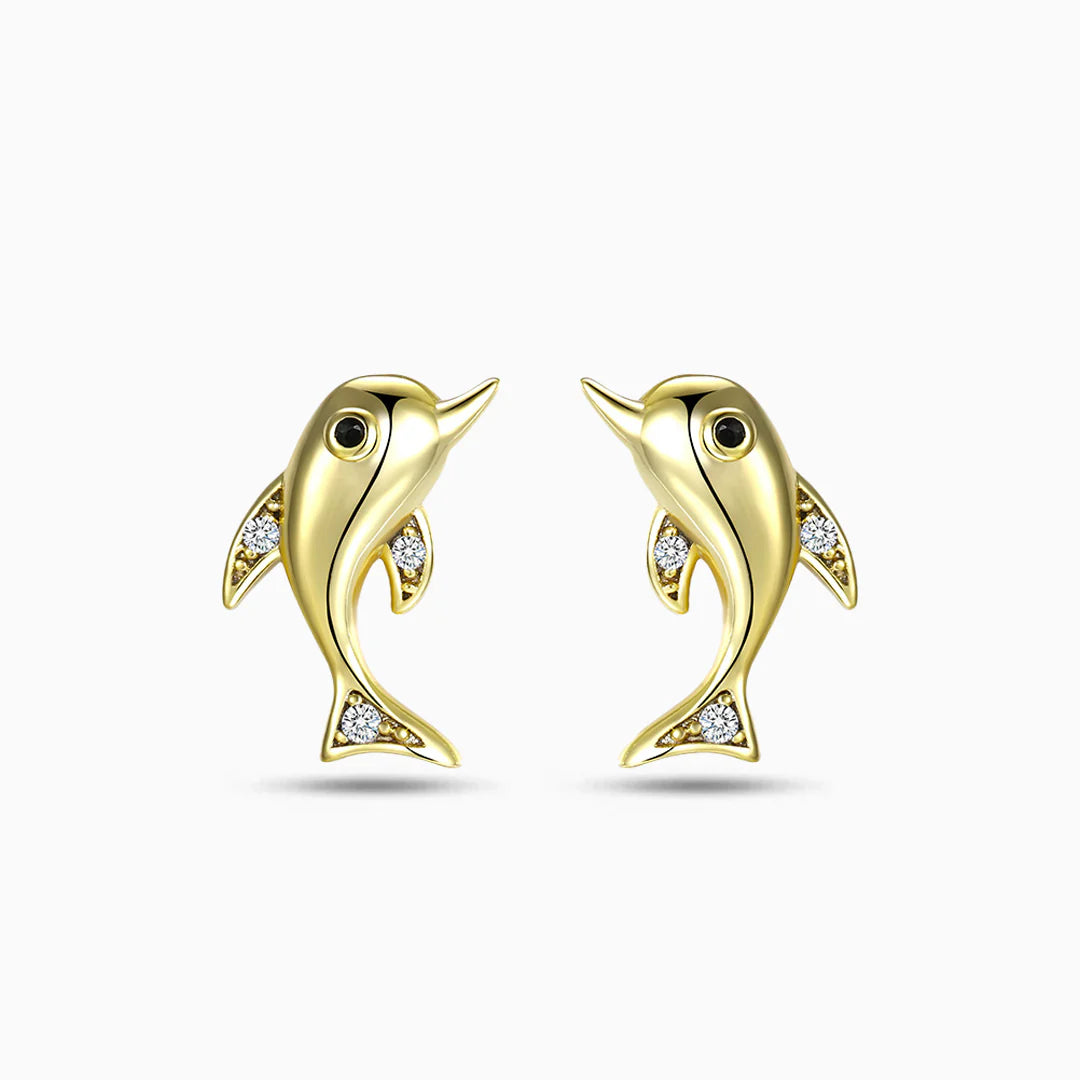 Vioraia Golden Dolphin Earrings