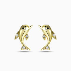 Vioraia Golden Dolphin Earrings