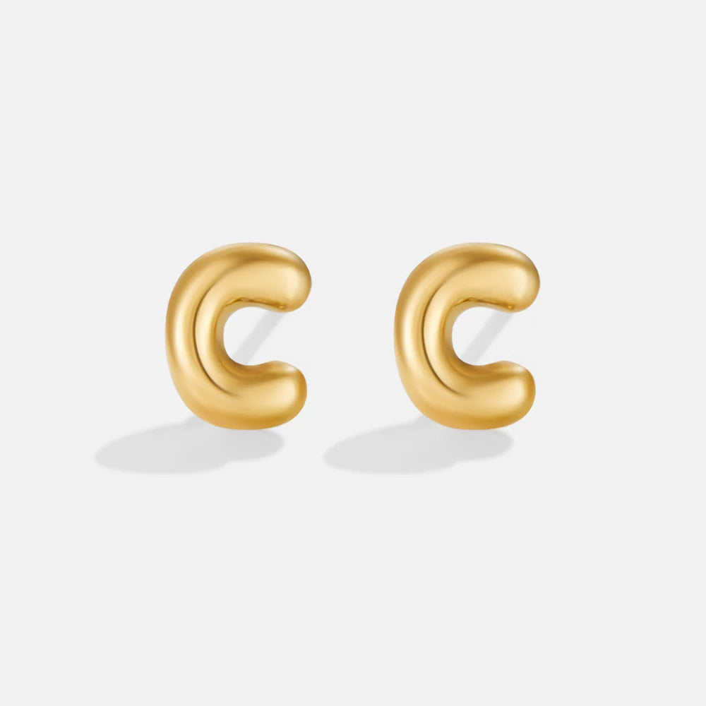 Vioraia Gold Bubble Letter Earrings