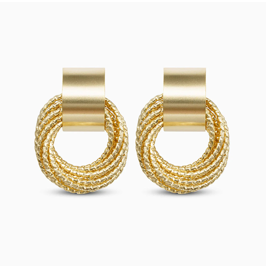 Vioraia Metal Ring Tassel Earrings