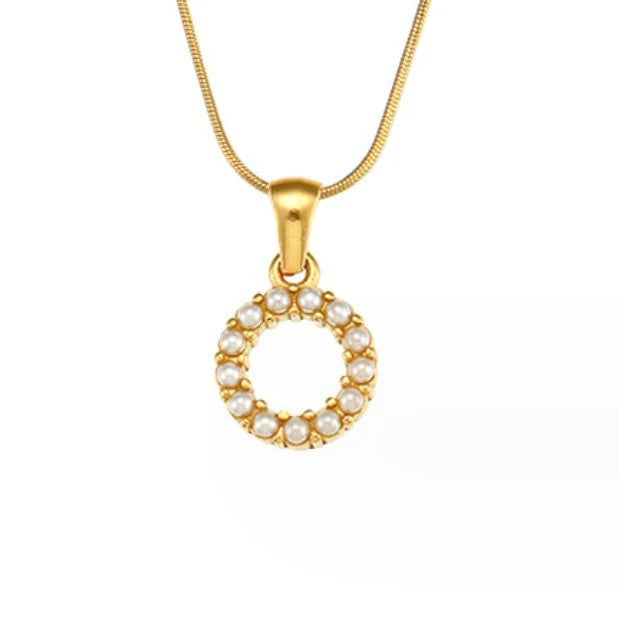 Vioraia Letter Pearl Charm Necklace