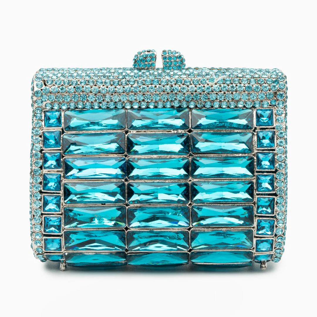 Vioraia (CS) Victoria Crystals Clutch Bag - Sky Blue