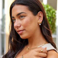 Vioraia Laila Bow Pearl Earrings