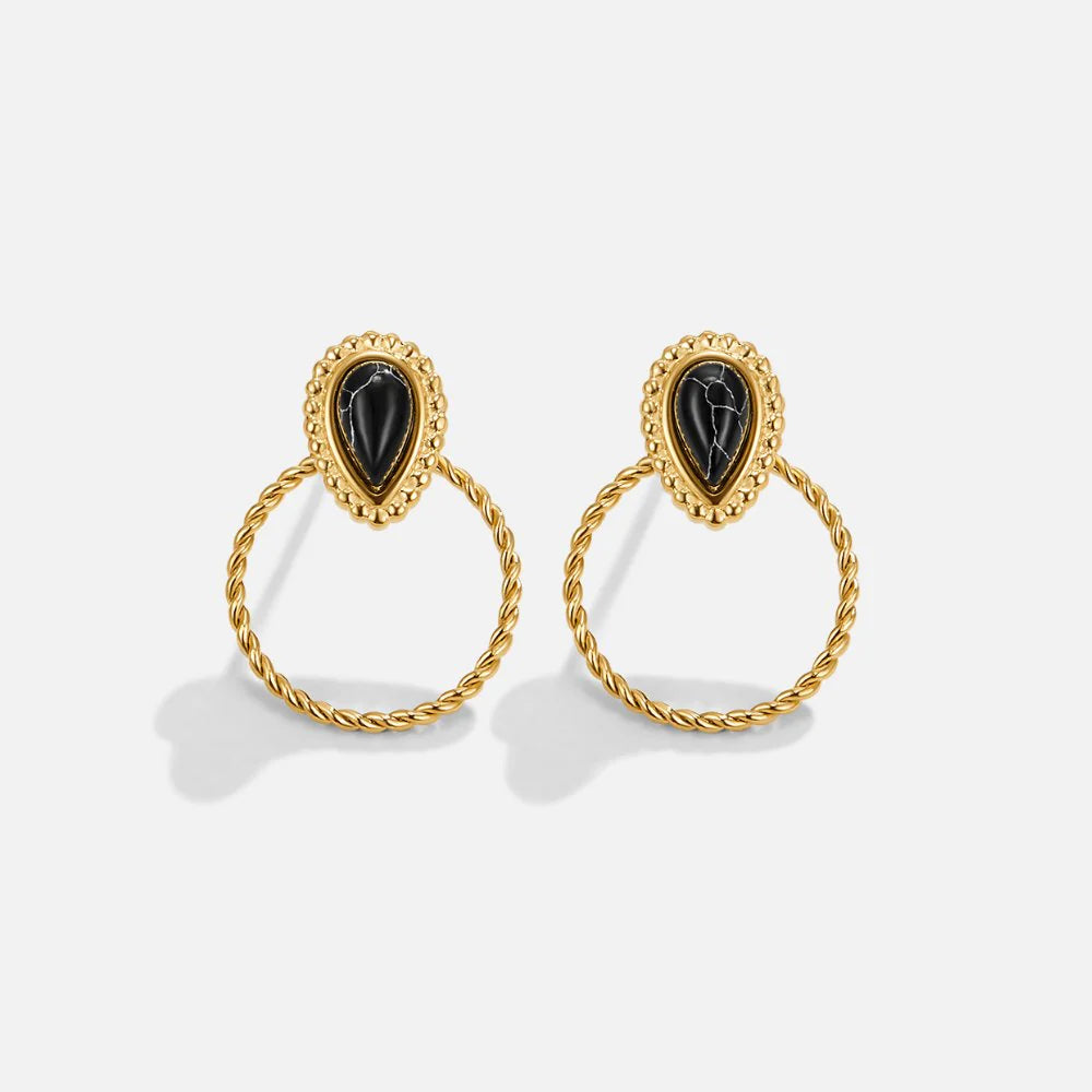 Vioraia Tori Black Stone Earrings