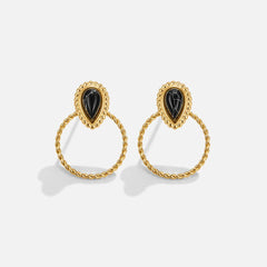 Vioraia Tori Black Stone Earrings