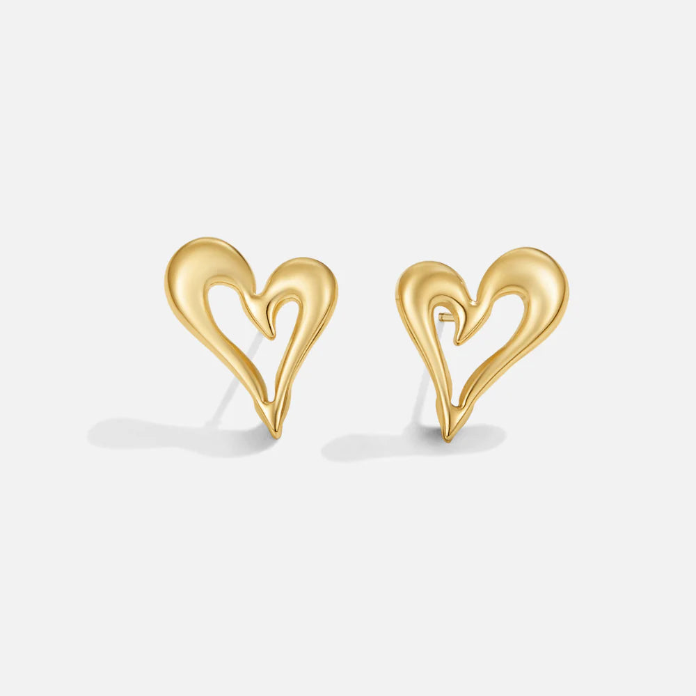 Vioraia Celine Gold Heart Stud Earrings