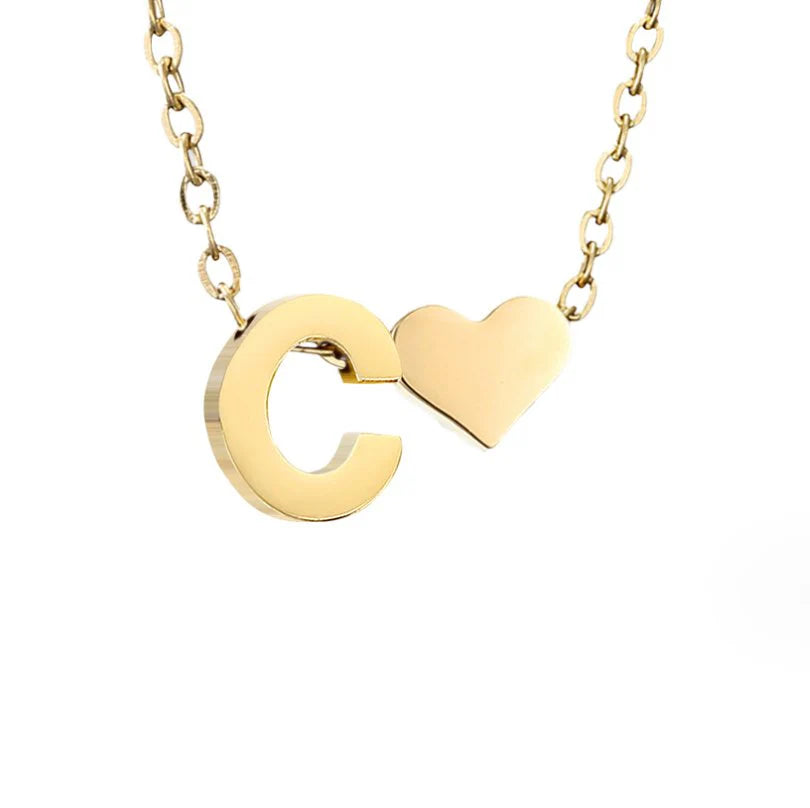 Vioraia Forever Love & Letter Gold Necklace