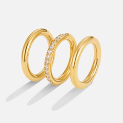 Vioraia Vana Trio Gold & Crystal Ring Set