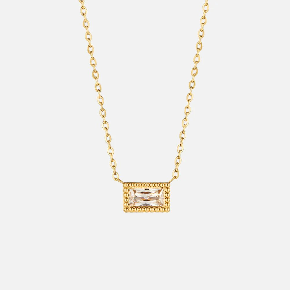 Vioraia Baguette Birthstone Necklace