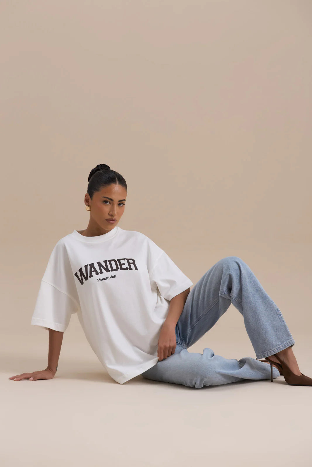 WANDER OVERSIZED T-SHIRT | WHITE + CHOCOLATE
