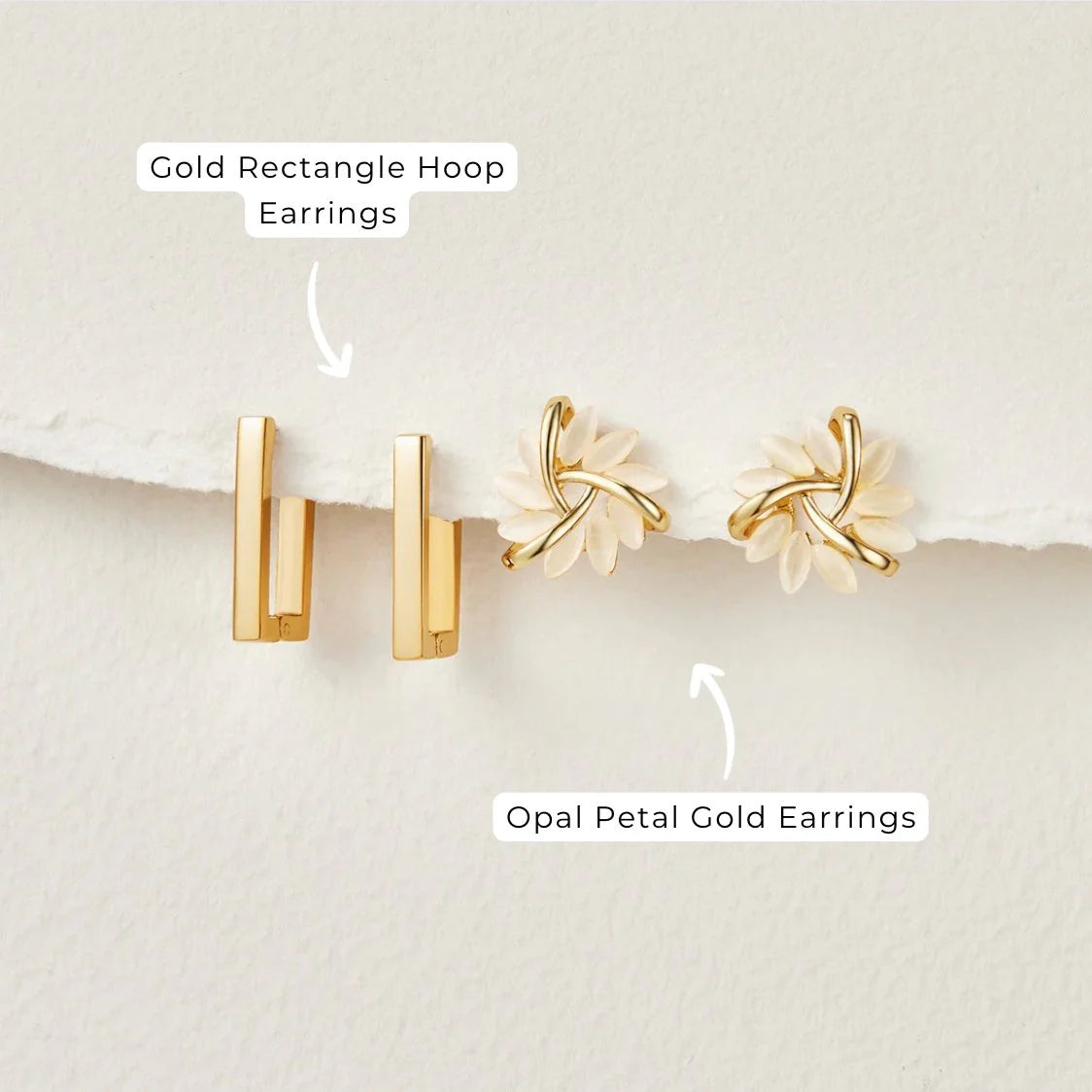 Vioraia Gold Rectangle Hoop Earrings