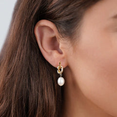 Vioraia Knotted Gold & Freshwater Pearl Earrings