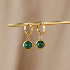 Vioraia Amelia Green Stone Hoop Earrings