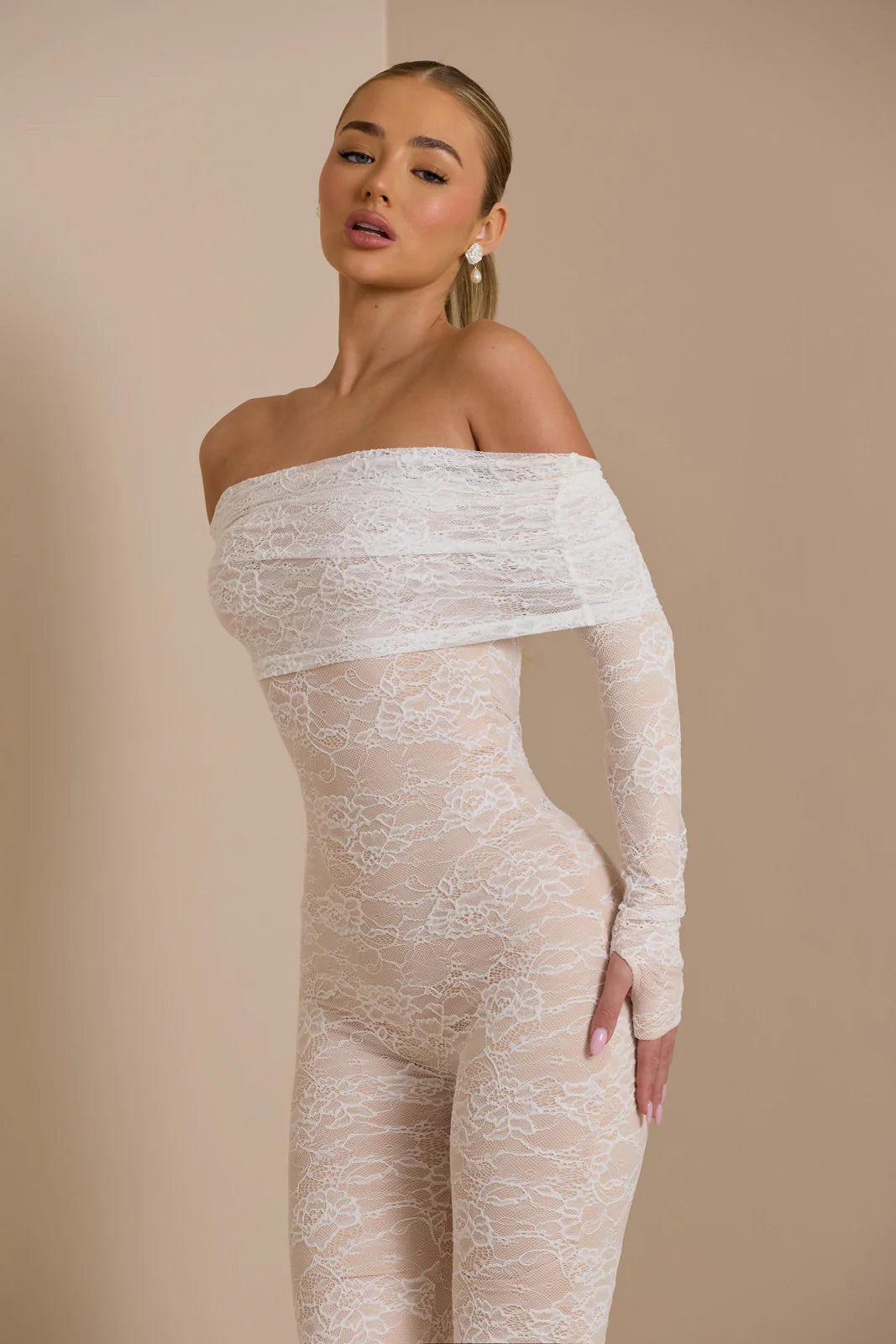RIRI JUMPSUIT | WHITE LACE - SALE