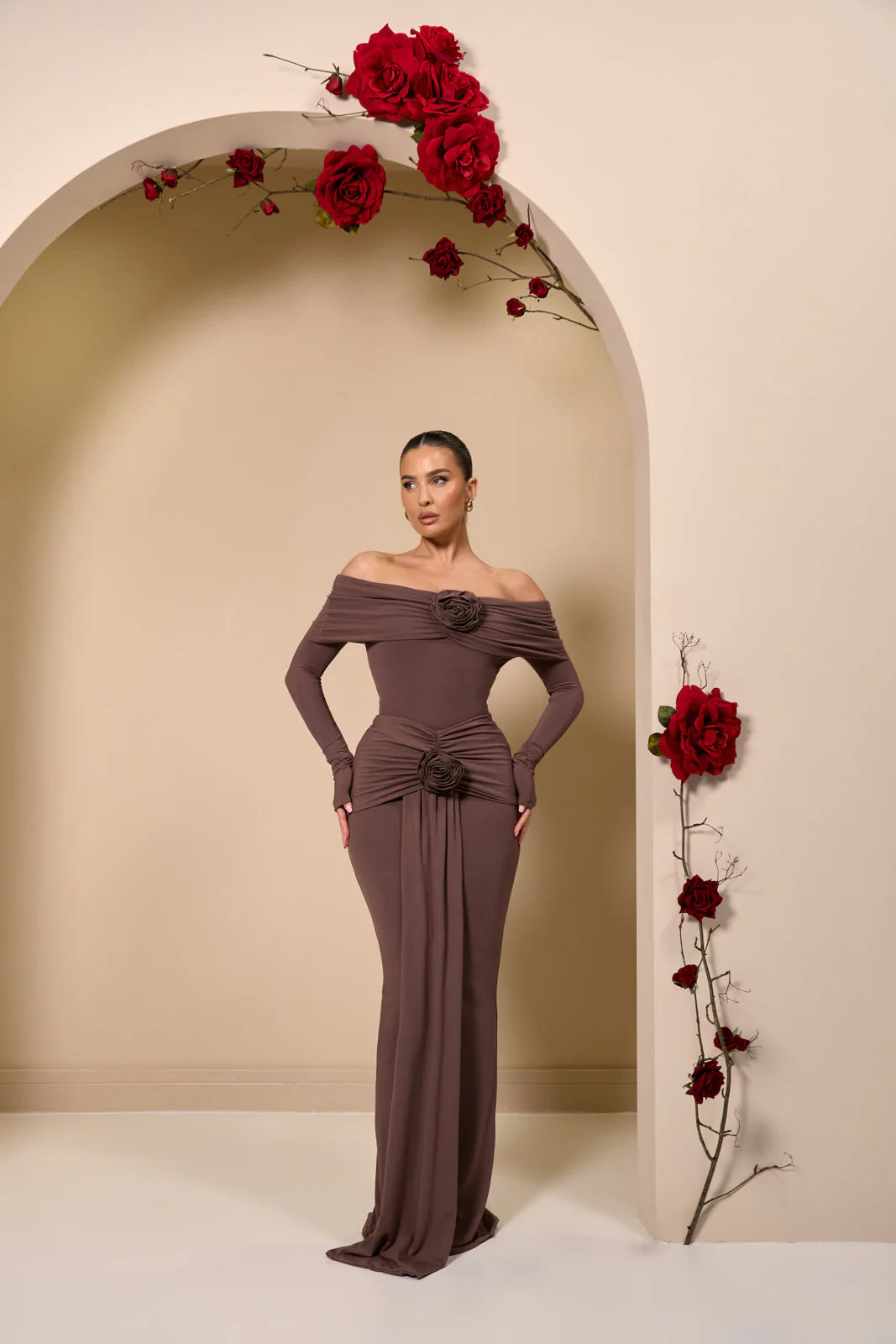 BELLE DRAPE MAXI SKIRT | CHOC - SALE
