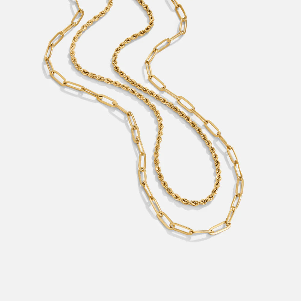 Vioraia Dara Layered Paperclip Chain Necklace