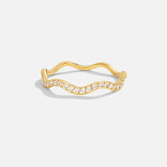 Vioraia Zenya Crystal & Gold Wave Ring