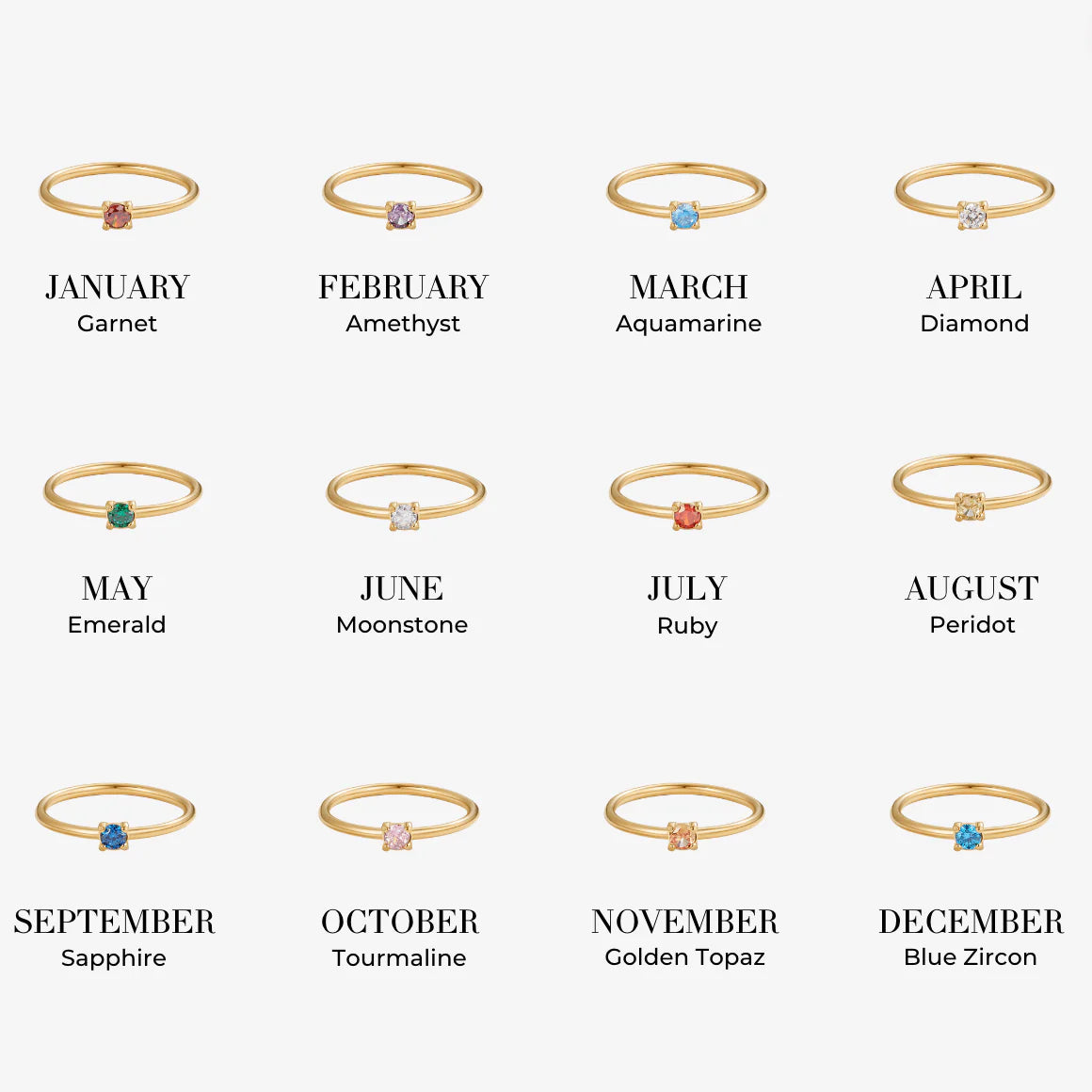 Vioraia Birthstone 18K Gold Rings