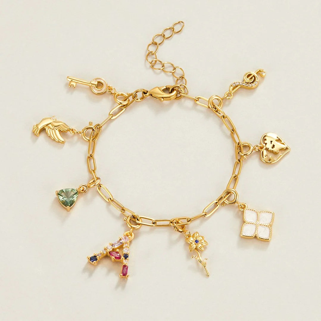 Vioraia 18K Gold Paperclip Charm Bracelet