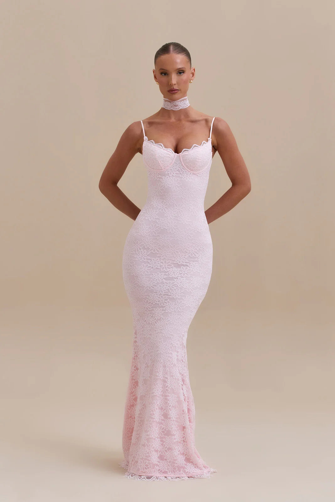 LEAH LACE MAXI DRESS | BABY PINK