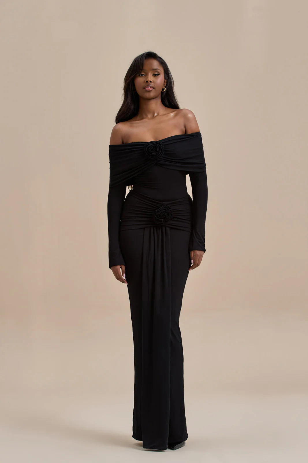 BELLE DRAPE MAXI SKIRT | BLACK - SALE