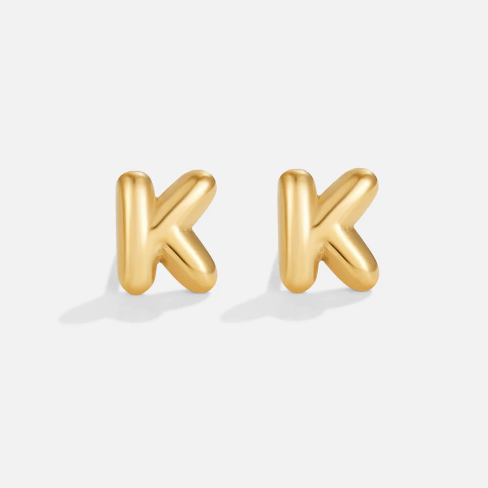 Vioraia Gold Bubble Letter Earrings