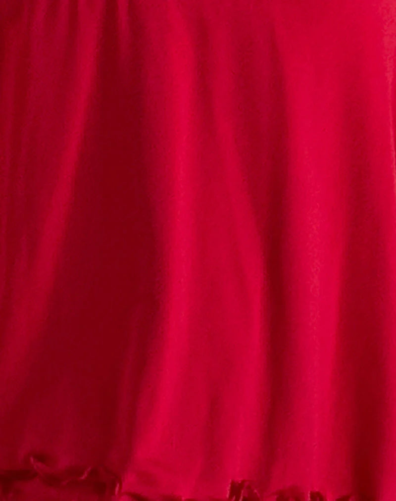 Boone One Shoulder Mini Dress in Slinky Red