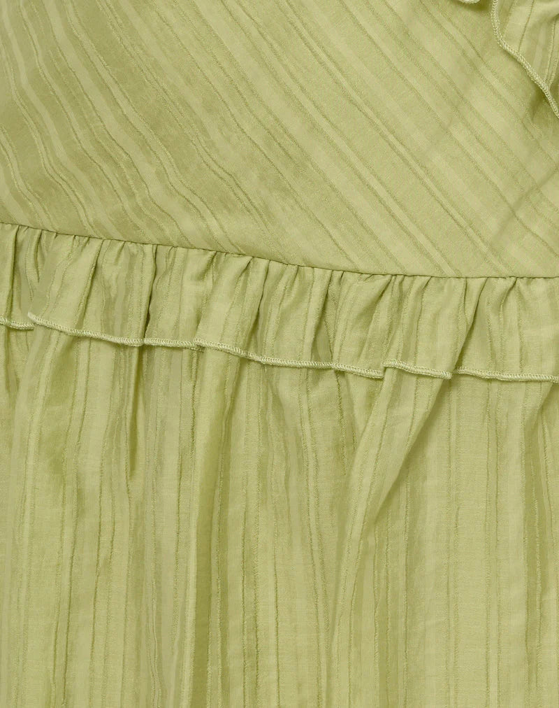 Lorena Mini Dress in Chiffon Stripe Green