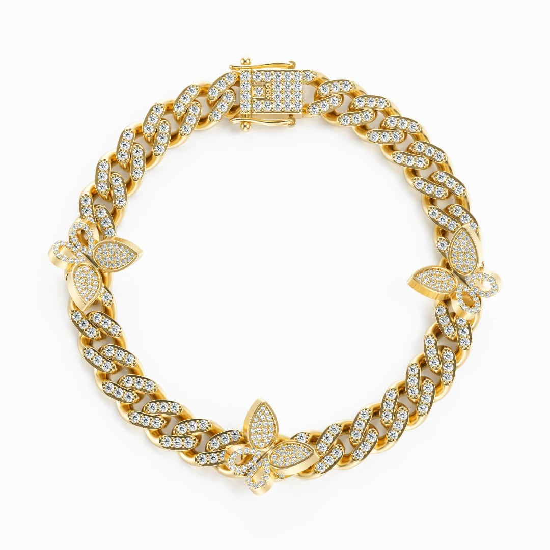 Vioraia Sparkling Butterflies Cuban Anklet