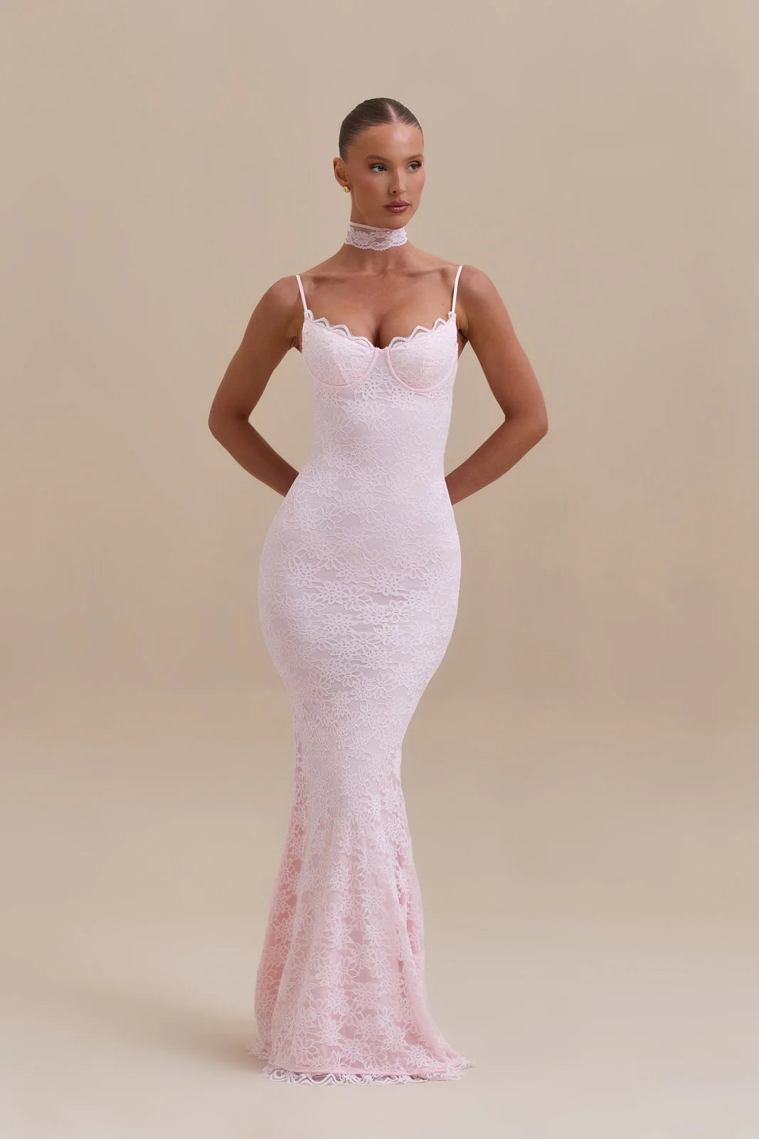 LEAH LACE MAXI DRESS | BABY PINK