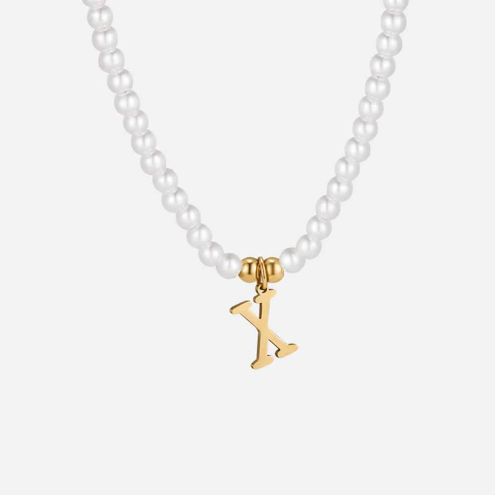 Vioraia Letter Pearl Necklace