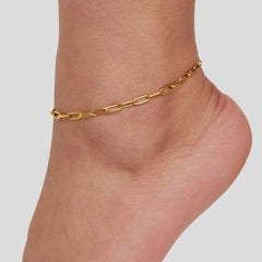 Vioraia 18K Gold Paper Clip Chain Anklet