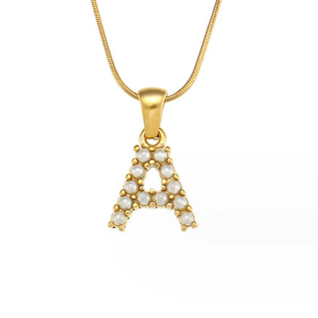 Vioraia Letter Pearl Charm Necklace