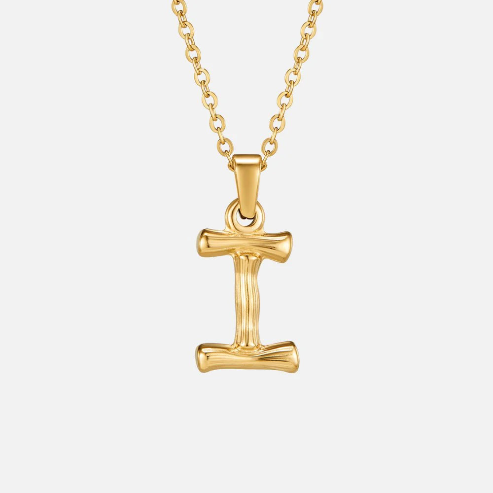 Vioraia Golden Bamboo Letter Pendant Necklace
